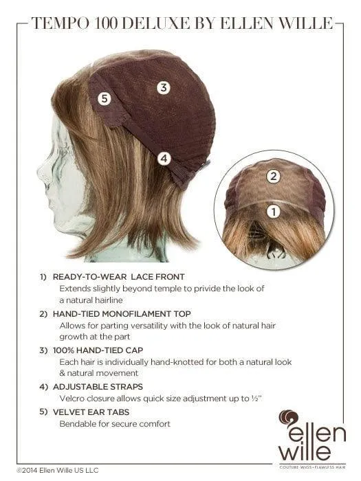 Tempo 100 Deluxe Large Wig by Ellen Wille | Synthetic